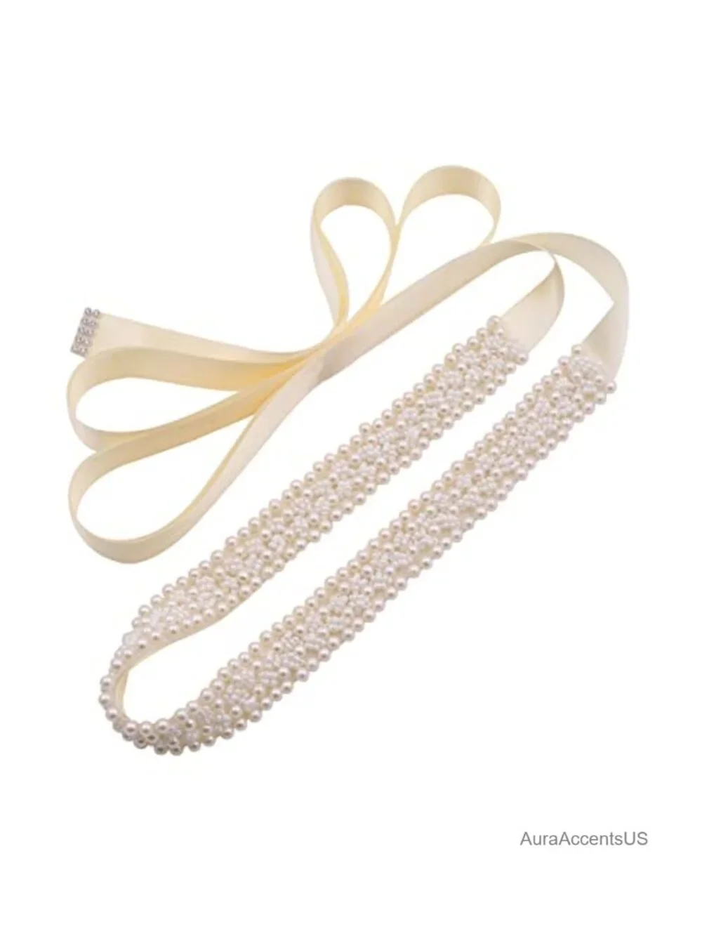 Handmade Pearl and Rhinestone Bridal Wedding Sash Belt